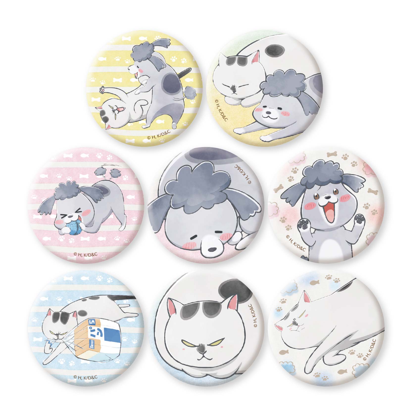 缶バッジ 全8種クローズド Tvアニメ 犬と猫どっちも飼ってると毎日たのしい 公式サイト